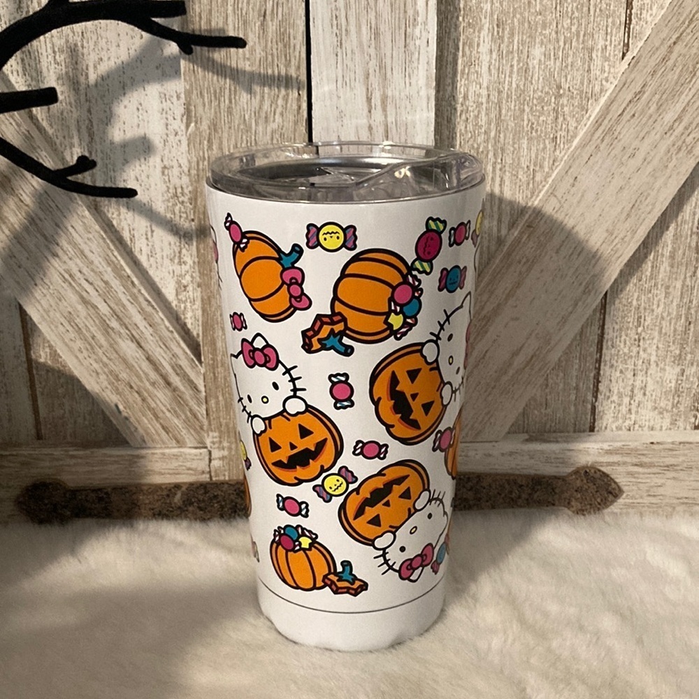 Hello Kitty Halloween Jack o Lantern and Pumpkin Stainless Steel Tumbler